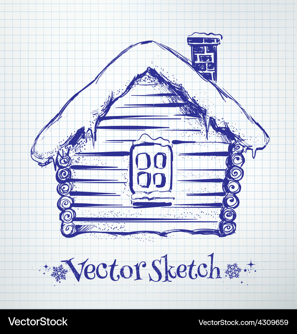 Cozy Winter House Sketch Vector Image