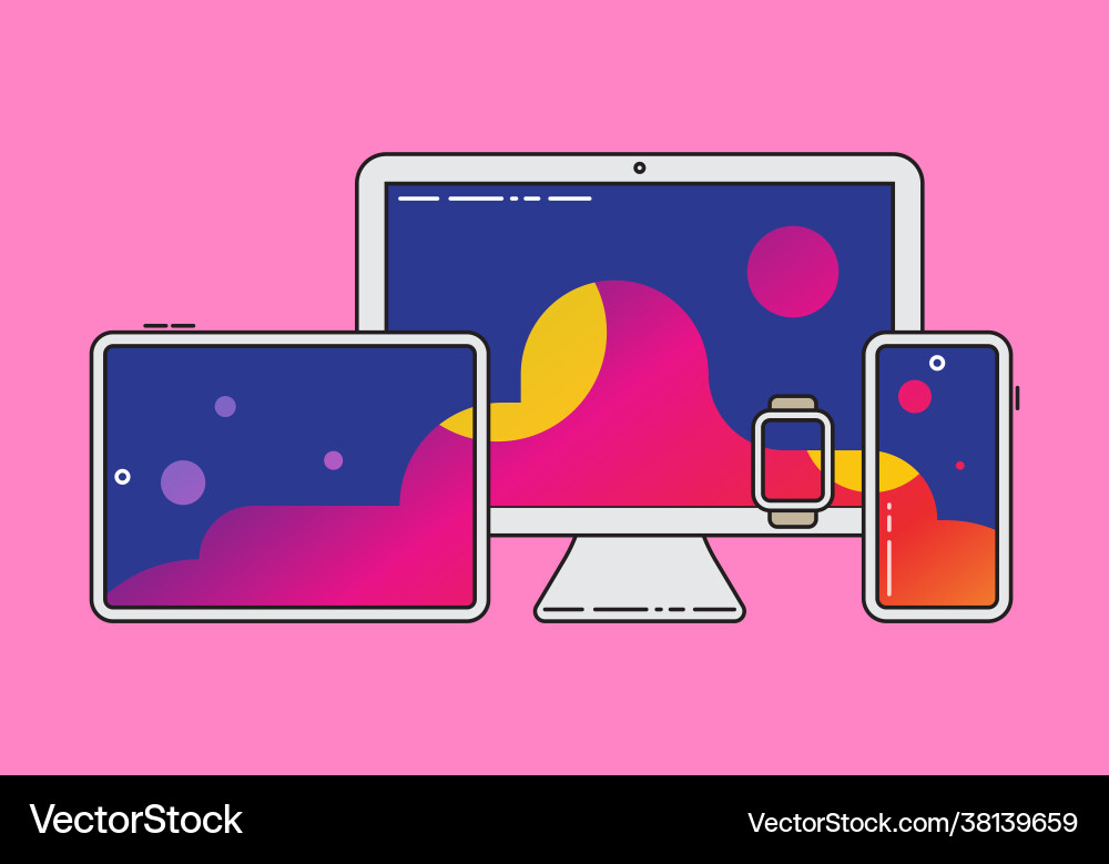 Cross-platform app cross platforming devices Cross-platform app cross platforming devices vector image