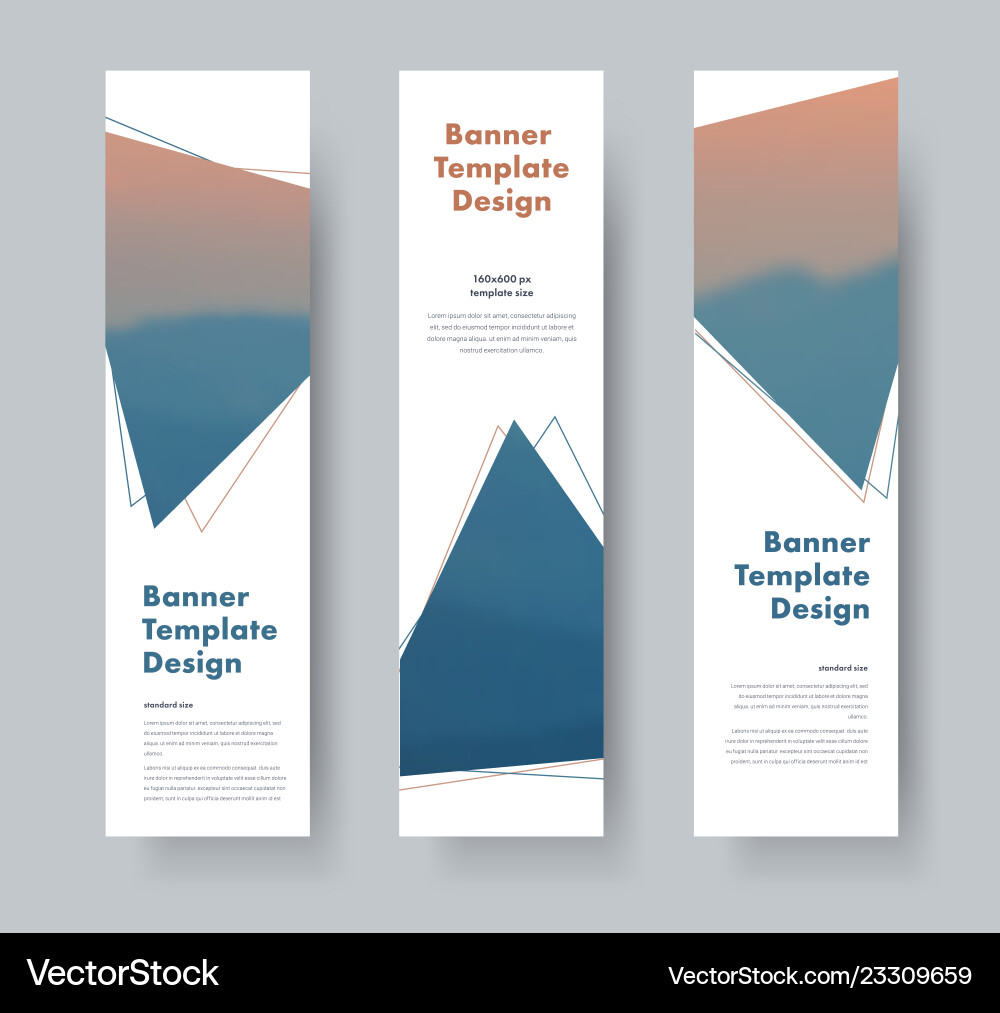 Design of vertical web banners with triangles vector image