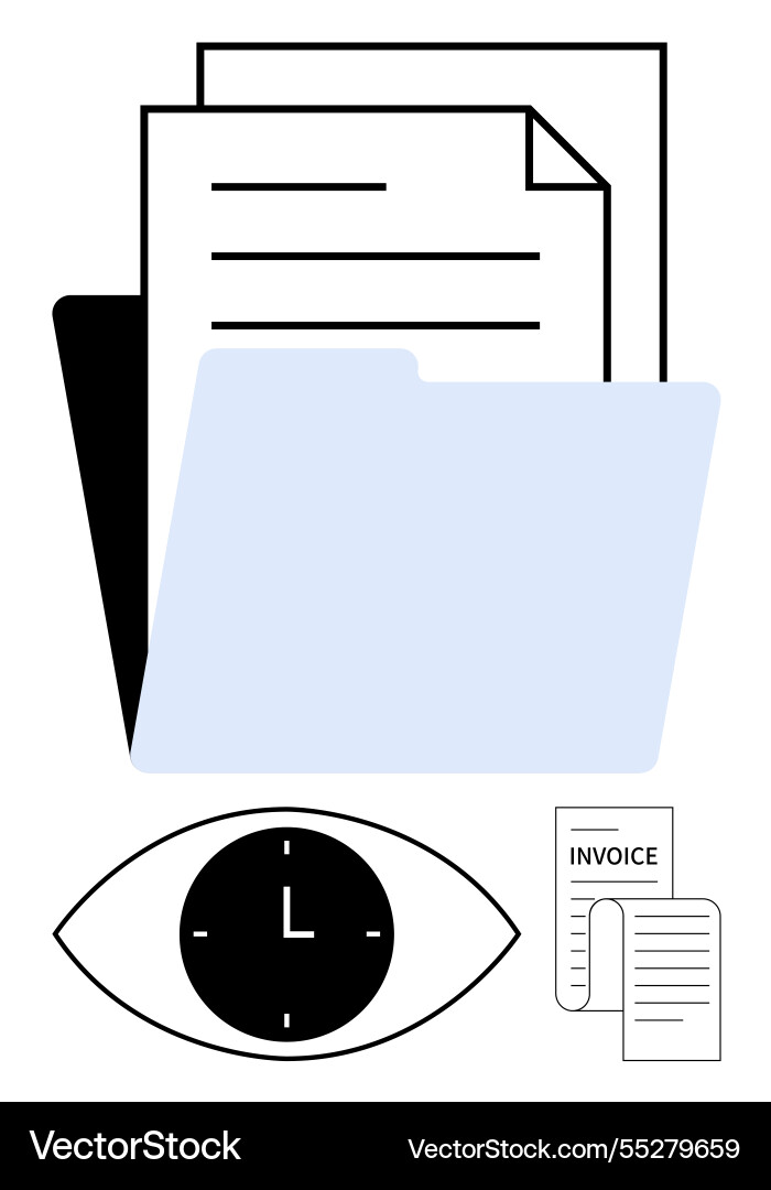 Document management with file folder clock eye Document management with file folder clock eye vector image