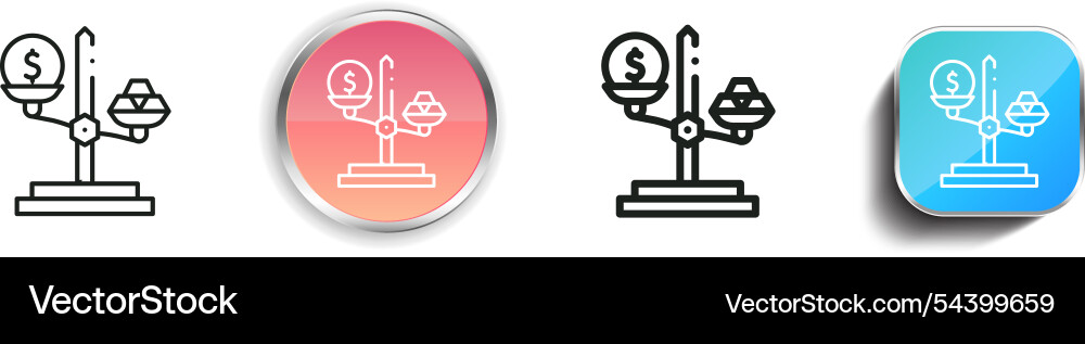 Gold price icon thin linear regular and button Gold price icon thin linear regular and button Vector Image