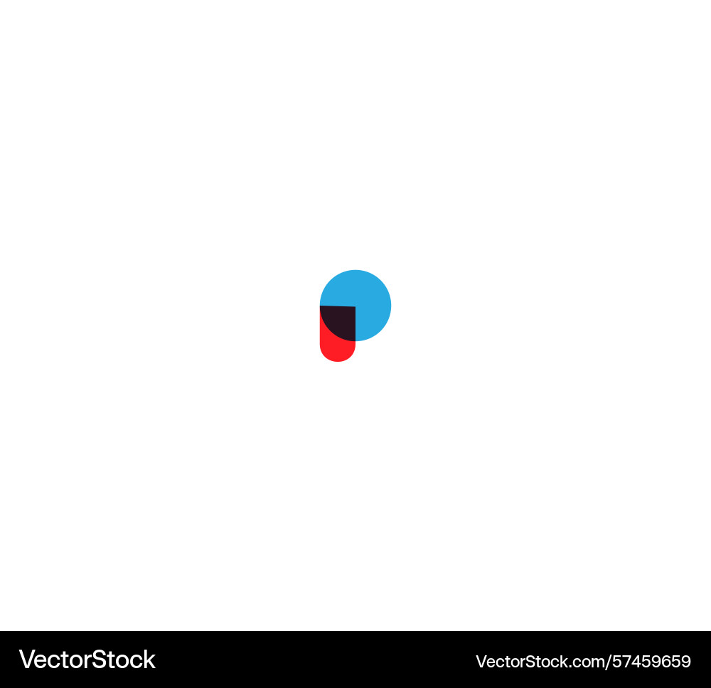 Letter p circle shape overlapping logo design Vector Image