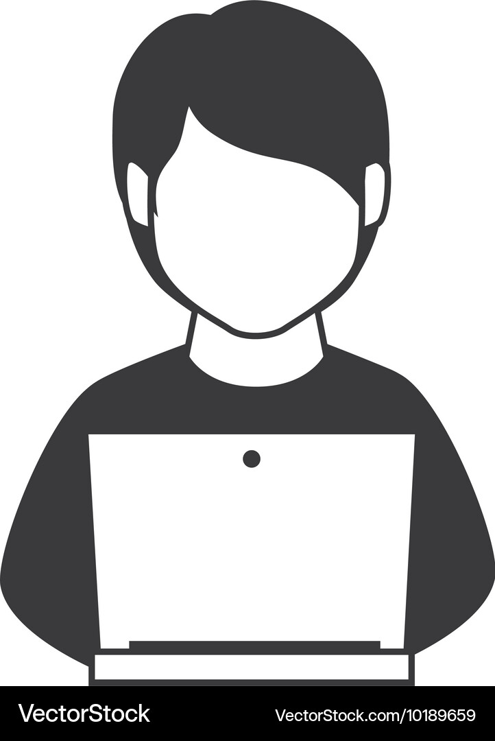 Man Using Laptop Computer Vector Image