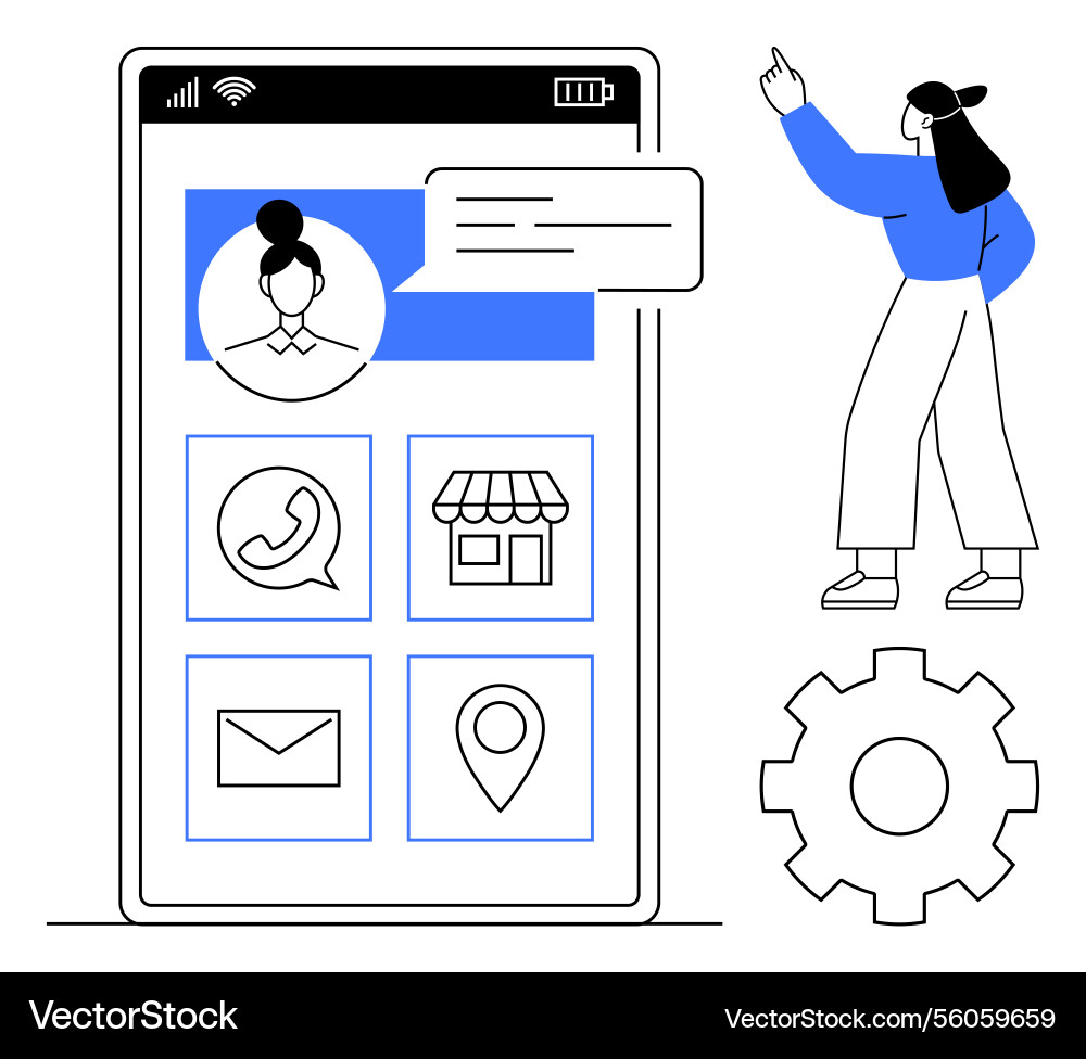 Mobile app interface with communication Mobile app interface with communication vector image