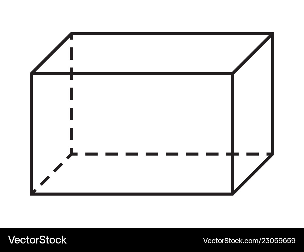 Чертеж параллелепипеда в 3 видах Parallelepiped shape geometry figure Royalty Free Vector