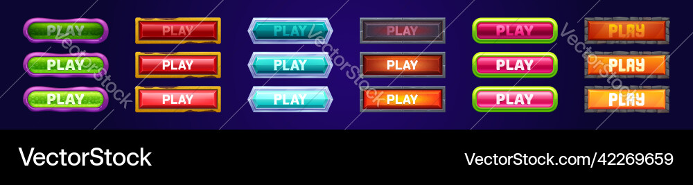 Play buttons for game menu interface Play buttons for game menu interface vector image