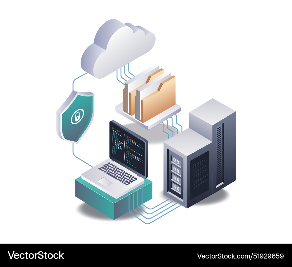 Programmierung zur Datensicherheit in Cloud-Servern Programmierung zur Datensicherheit in Cloud-Servern Vektorbild