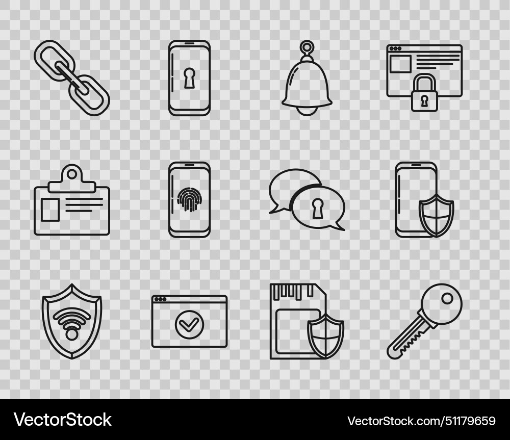 Set line shield with wifi wireless internet vector image