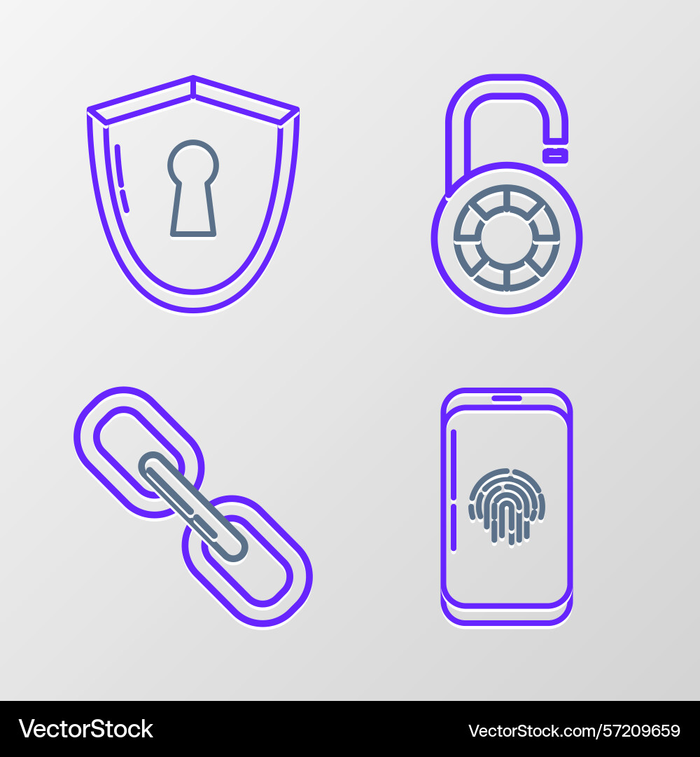 Set line smartphone with fingerprint scanner Set line smartphone with fingerprint scanner vector image