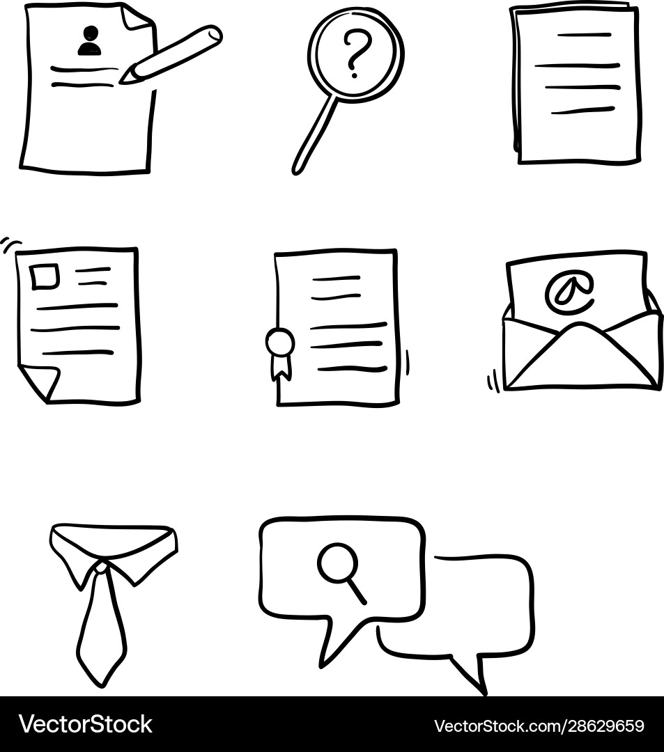 Simple set interview related line icons vector image