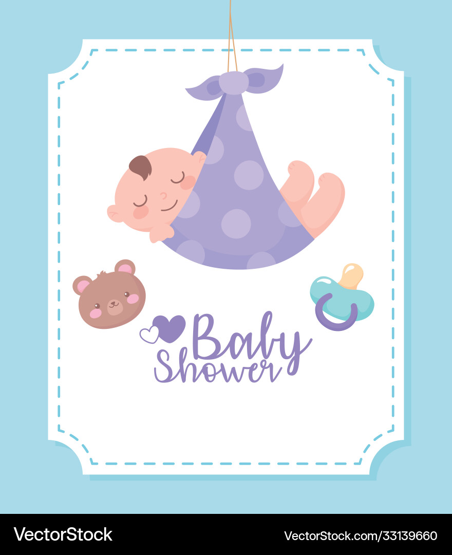 Babydusche Bärendecke Junge Vektorbild
