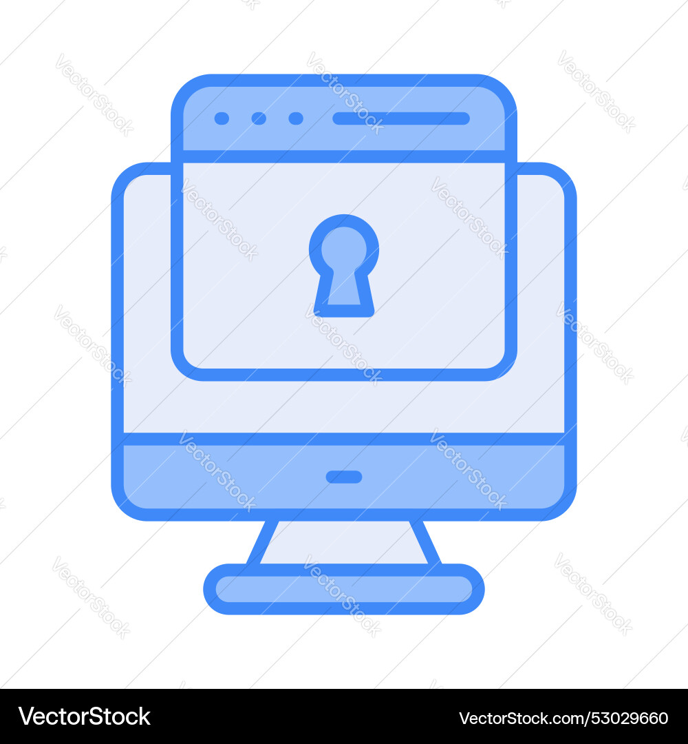 Computer web with lock security concept vector image