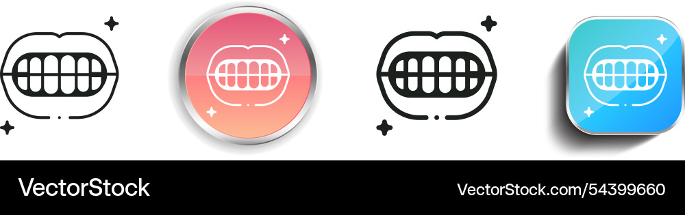 Gold teeth icon thin linear regular and button Gold teeth icon thin linear regular and button vector image