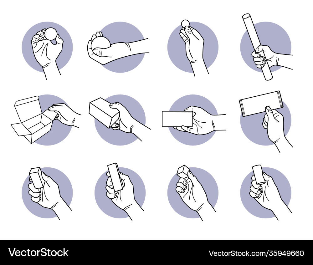 Hand Holding Various Objects vector image