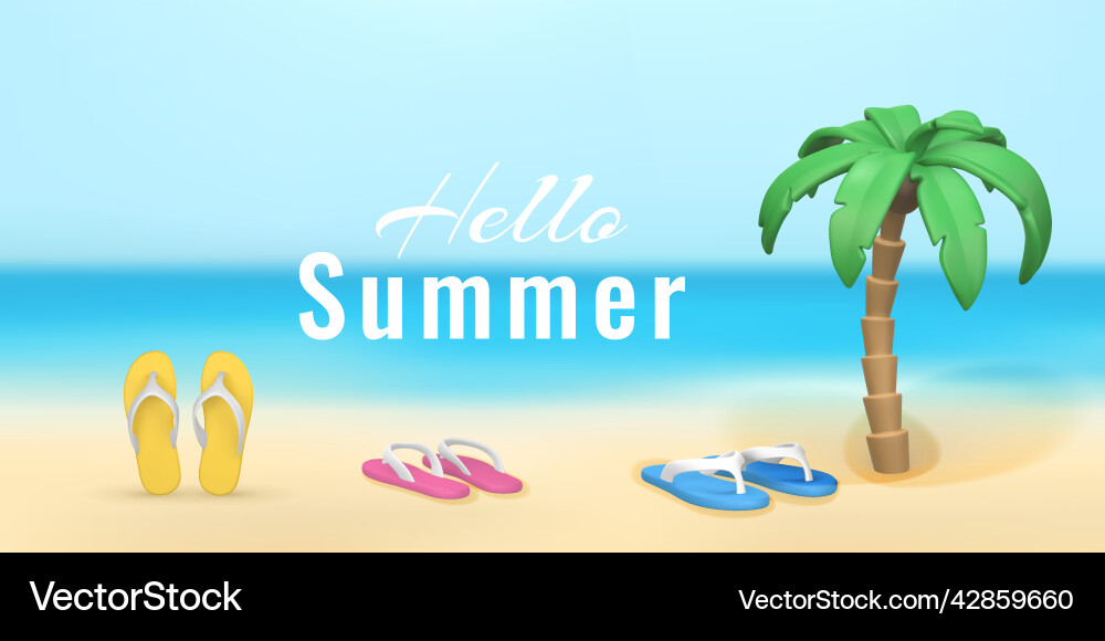 Hello summer summertime background with palm tree vector image