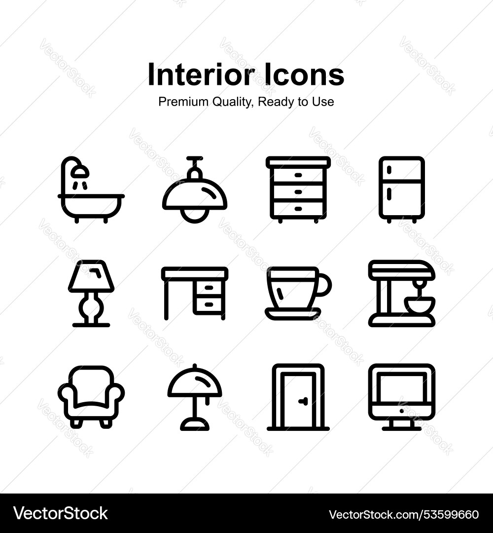 Interior icons set in modern style ready to use Vector Image