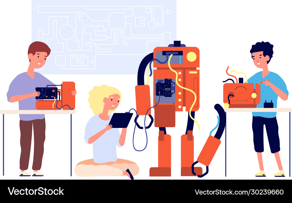 Robotics robots presentation school engineering Robotics robots presentation school engineering vector image