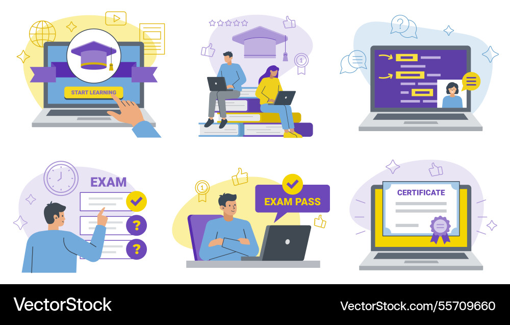 Set of bright concepts on the topic learning Set of bright concepts on the topic learning vector image