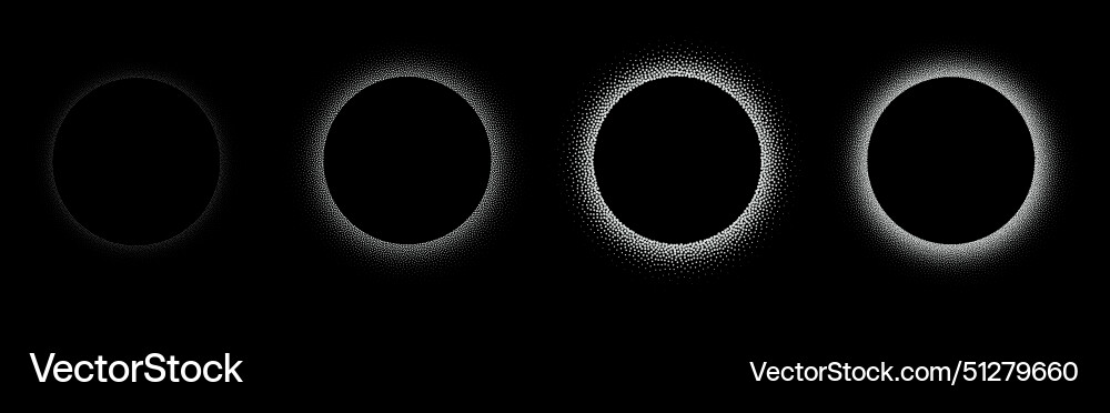 Set of stippling round frames dotted Set of stippling round frames dotted vector image