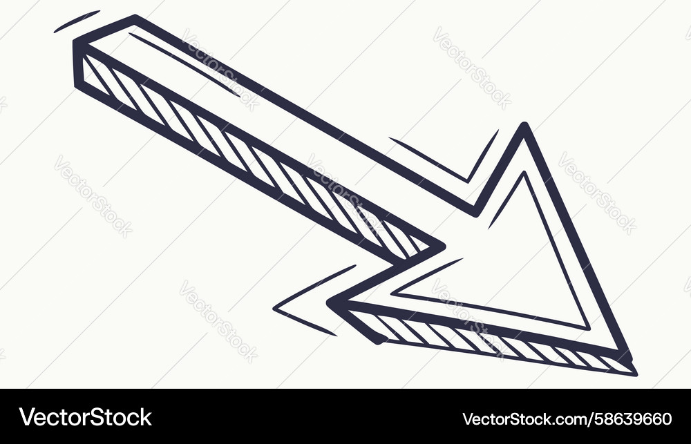 Sketchy Diagonal Arrow - Pointing Right Vector Image