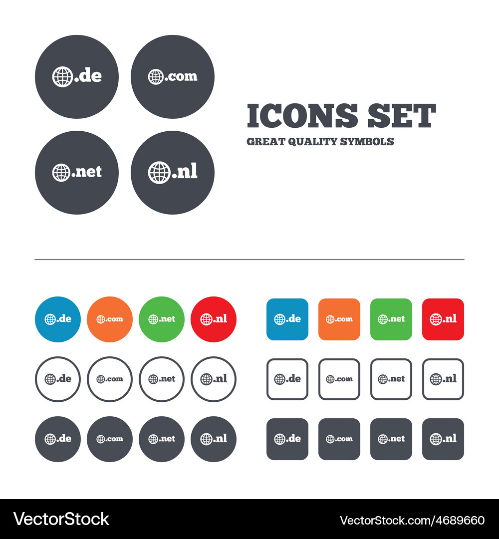Top-level domains signs de com net and nl Vector Image