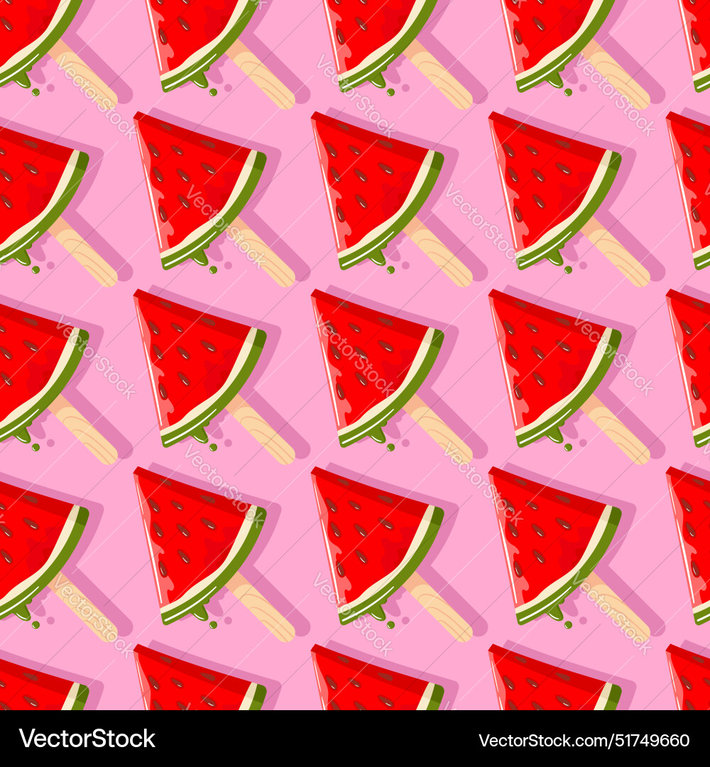 Watermelon ice cream melts and drips juice fruit Watermelon ice cream melts and drips juice fruit vector image