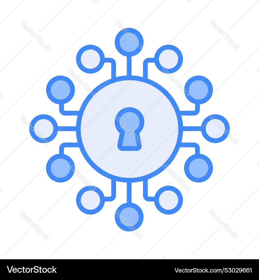 Cyber security icon with network nodes vector image