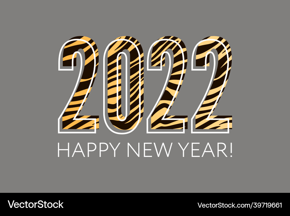 Happy chinese new year 2022 striped fluffy black vector image