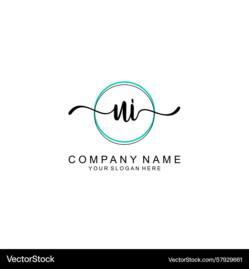 Minimalist handwritten ui initial logo design Vector Image