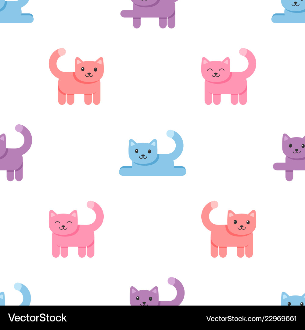 Pattern with colorful cats on white background Pattern with colorful cats on white background vector image