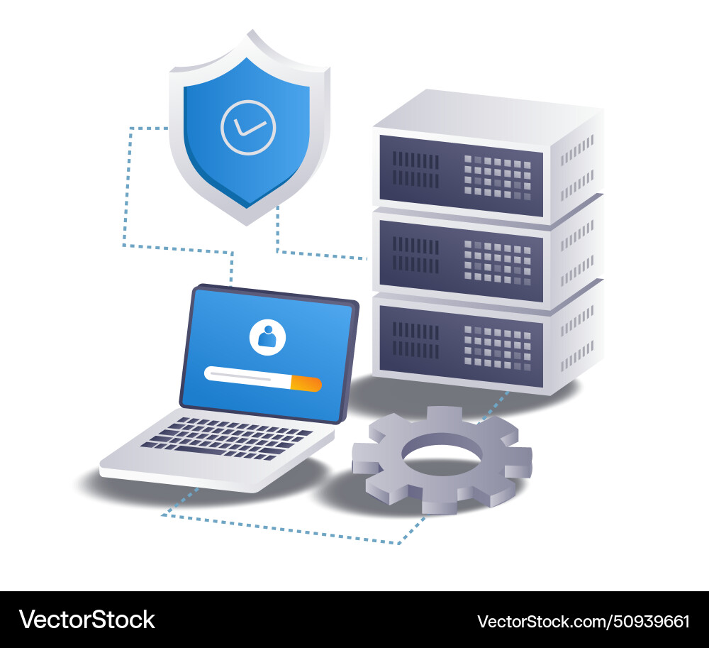 Personal computer security server concept flat Personal computer security server concept flat vector image