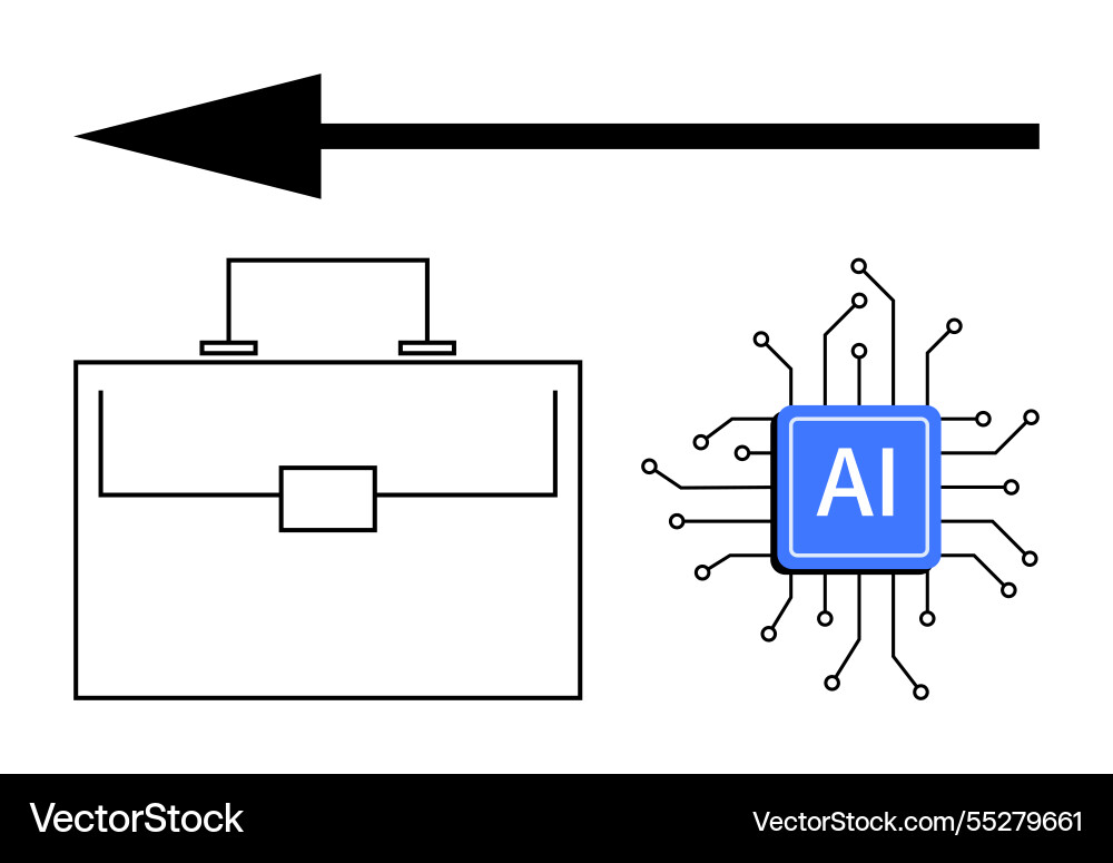 Simplified workflow arrow bridging briefcase Simplified workflow arrow bridging briefcase vector image