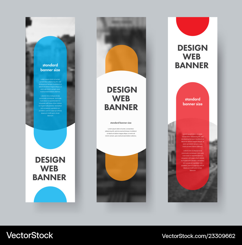 Design of web banners with color elements vector image
