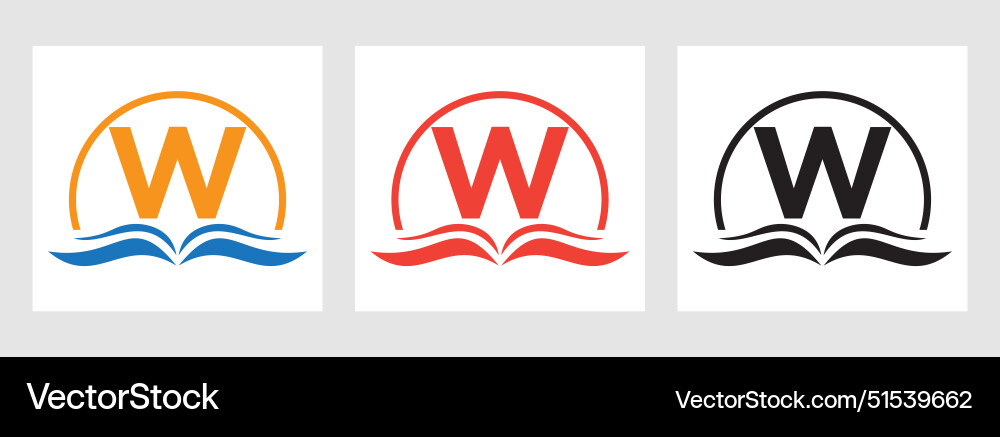 Letter w education logo book concept training Vector Image