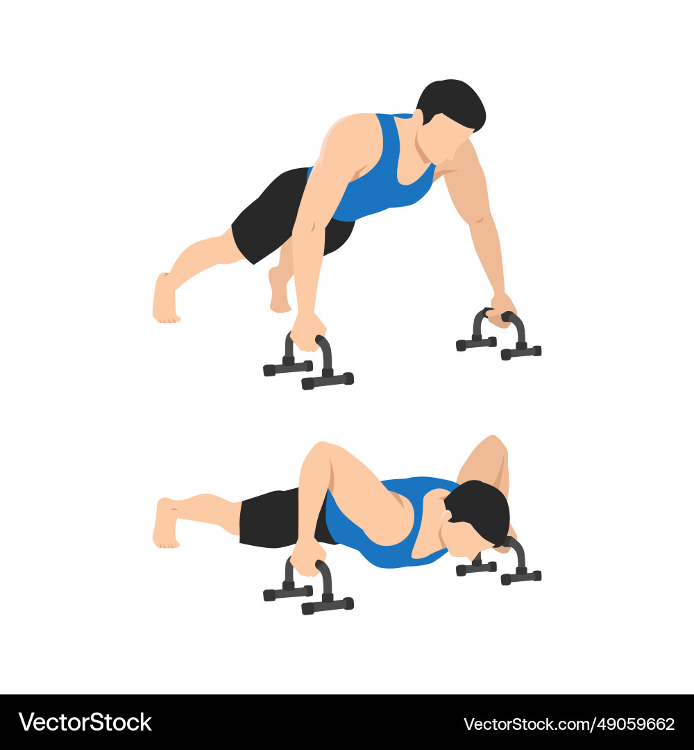Man doing push ups on floor bars exercise Man doing push ups on floor bars exercise vector image