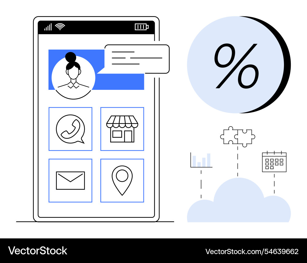 Mobile app interface with communication shopping Mobile app interface with communication shopping vector image