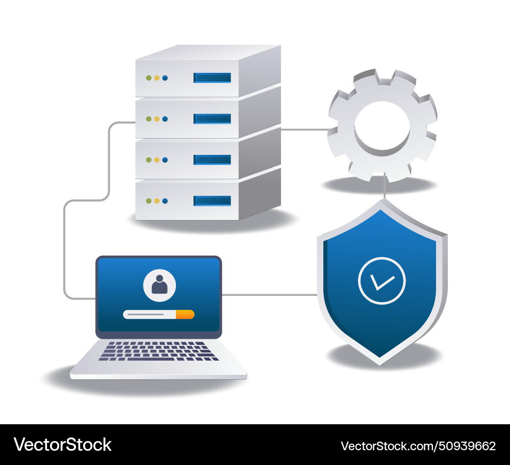 Personal server data security network flat Personal server data security network flat vector image