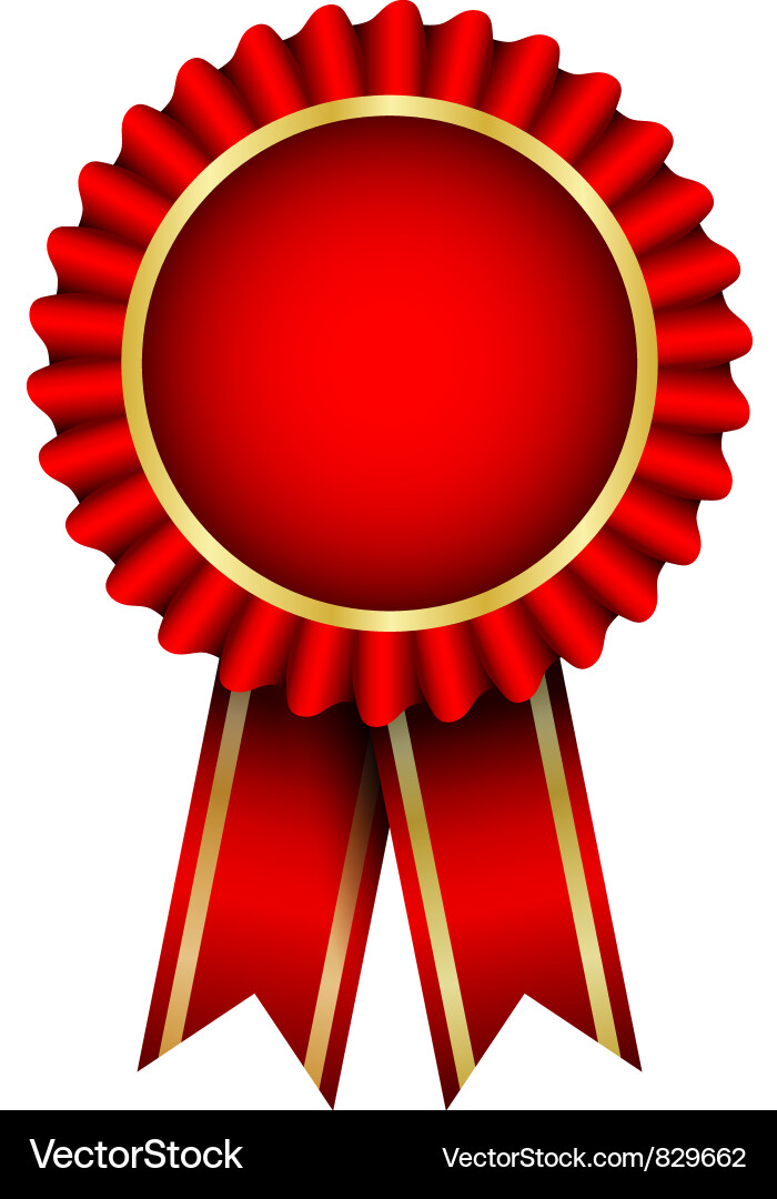 Red badge with ribbon Royalty Free Vector Image