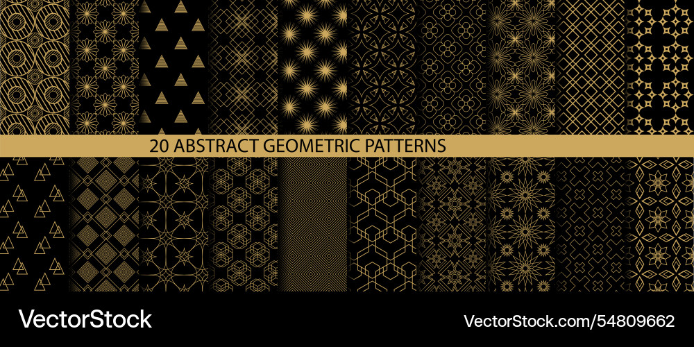 Set of 20 abstract geometric pattern Vector Image