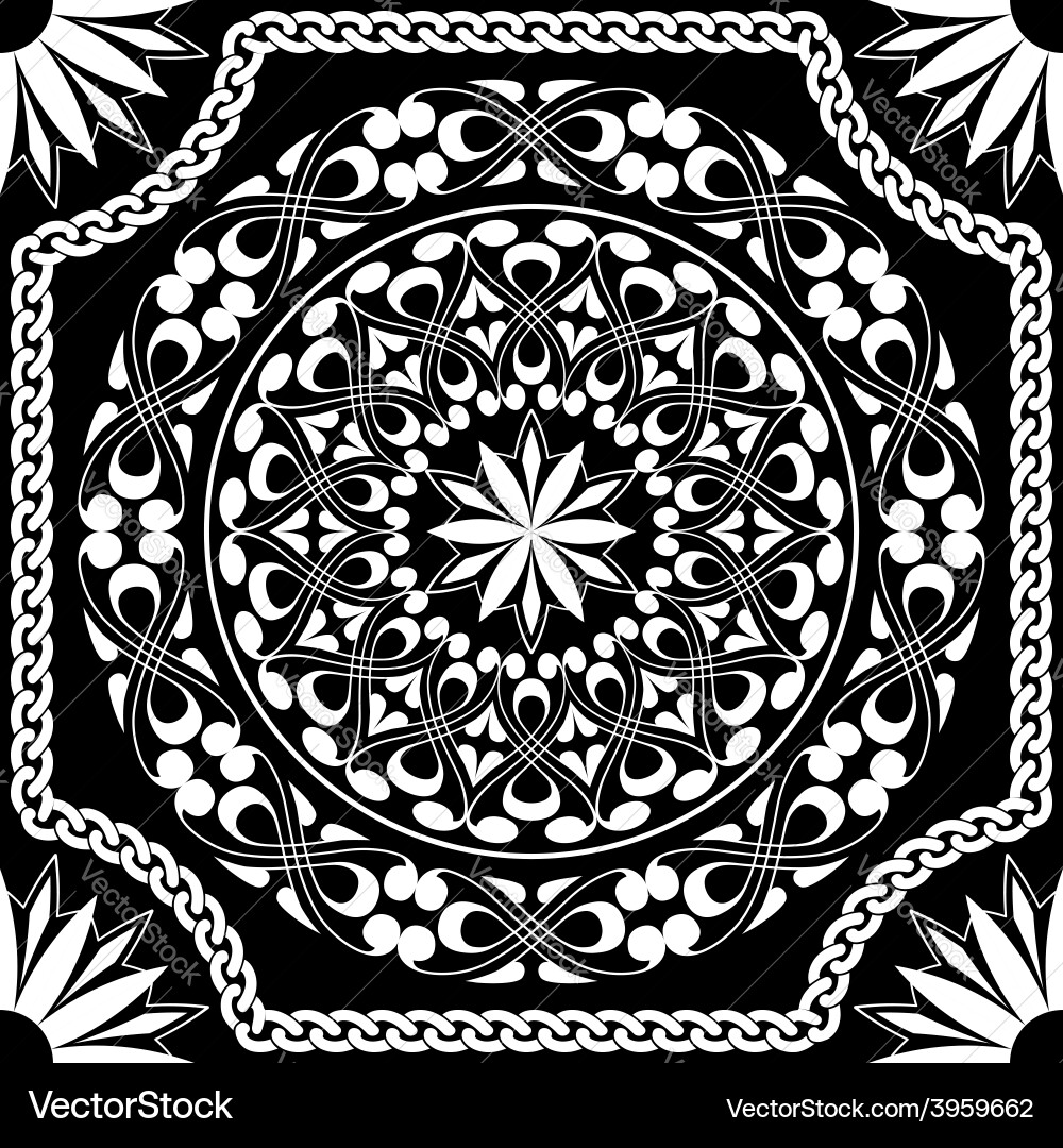 White pattern of spirals swirls and chains vector image