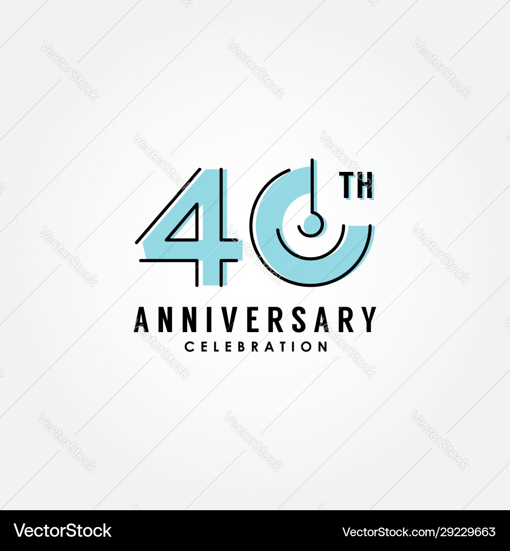 40th Anniversary Number Set Vector Image