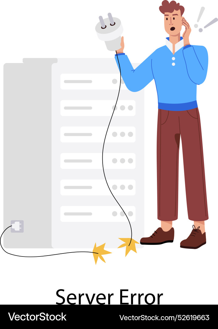 Basic rgba flat style of server error Vector Image