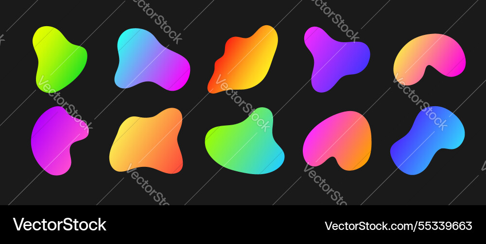 Freeform colorful shapes set of abstract gradient Freeform colorful shapes set of abstract gradient vector image