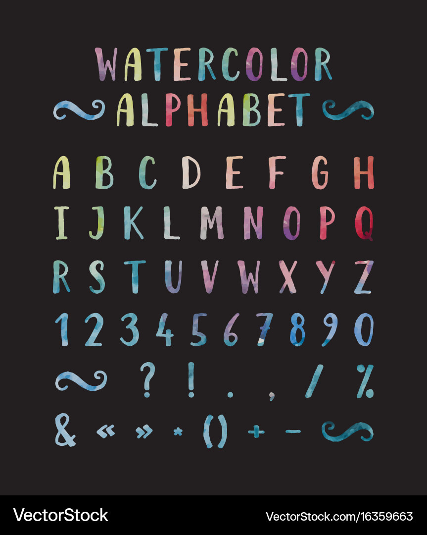Handwritten font with punctuation marks vector image