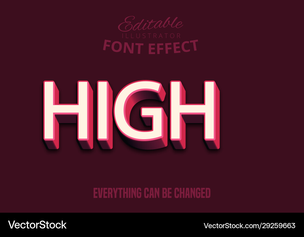 High text 3d editable font effect Vector Image