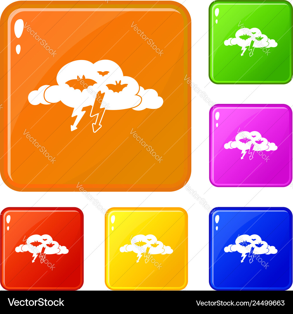 Light clouds icons set color Light clouds icons set color vector image