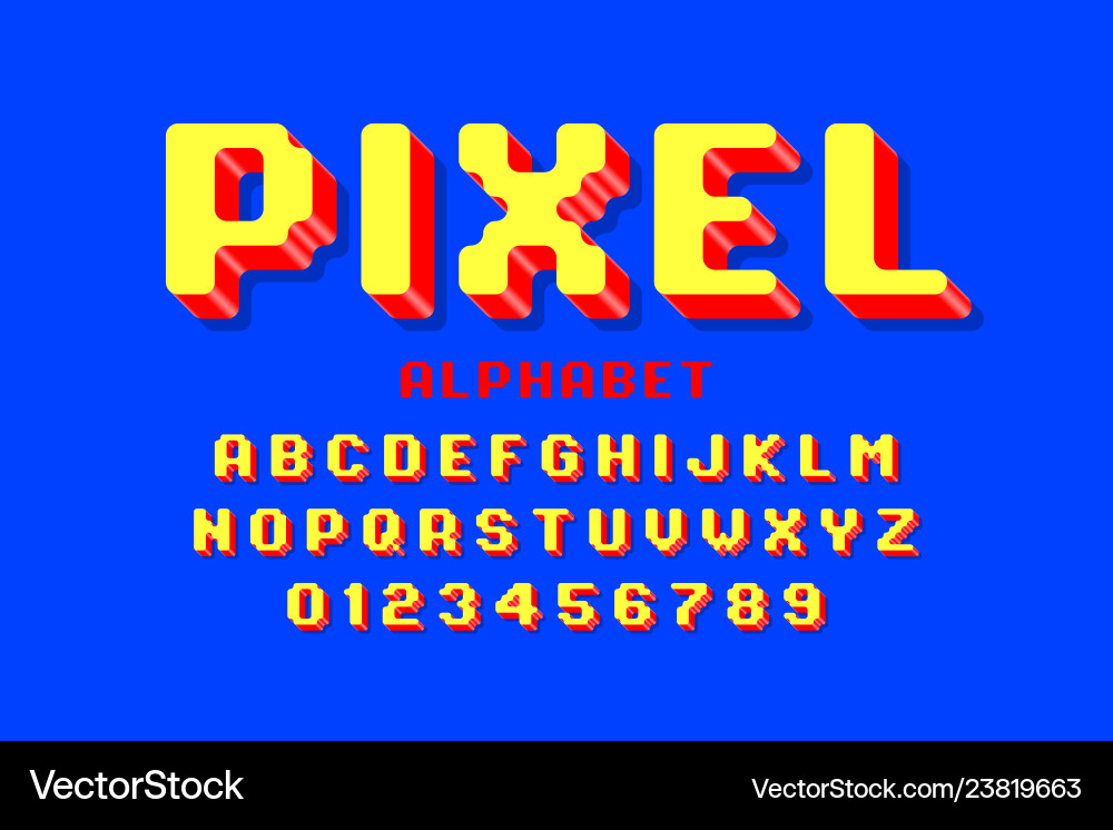 Retro Pixel Font Alphabet - 8-Bit Style vector image