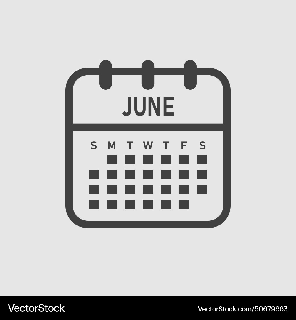Template icon page calendar month june Royalty Free Vector
