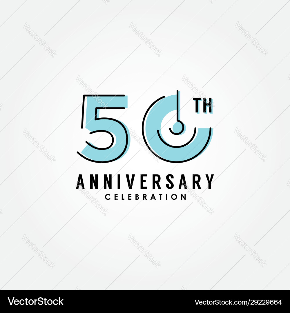 50th Anniversary Number Flat Design Vector Image