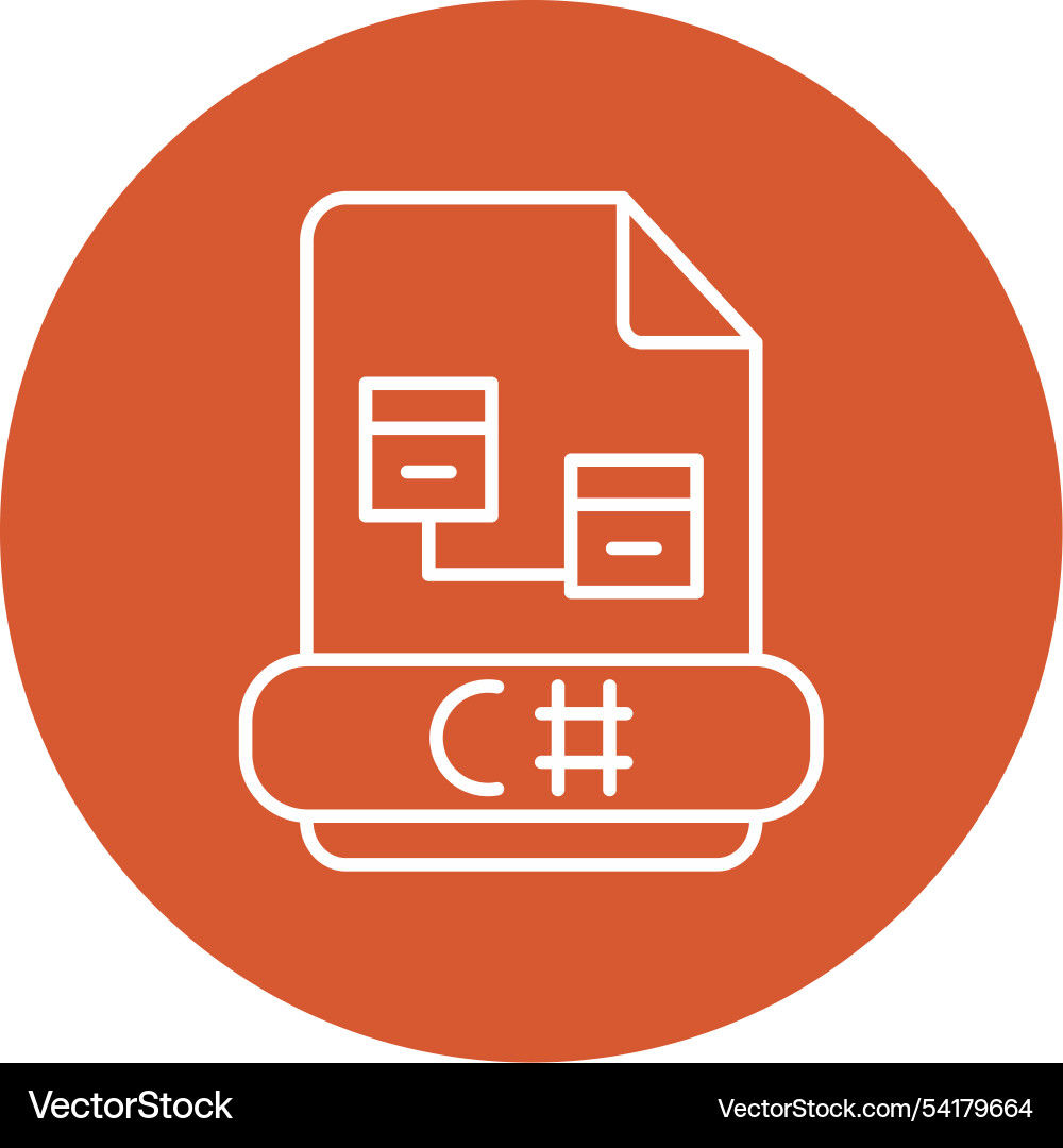 C sharp line circle icon Vector Image